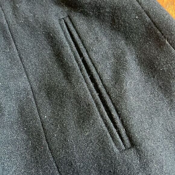 Apt. 9 Wool Black Peacoat Size Large Winter Coat Trench Button Fitted Collared - Picture 5 of 8